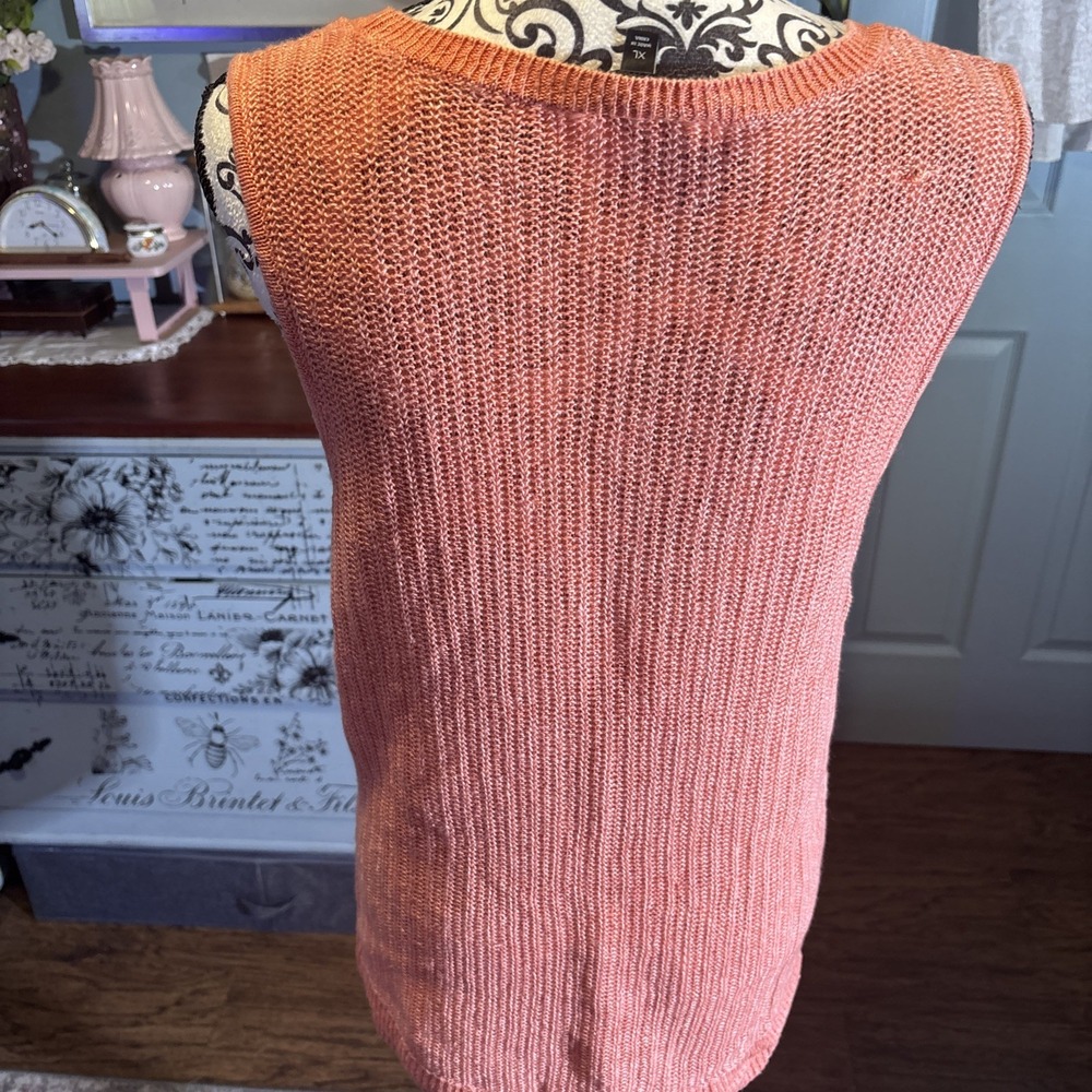 Talbots 100% Linen Sleeveless Sweater Sz XL. Peach Color. - Picture 6 of 7